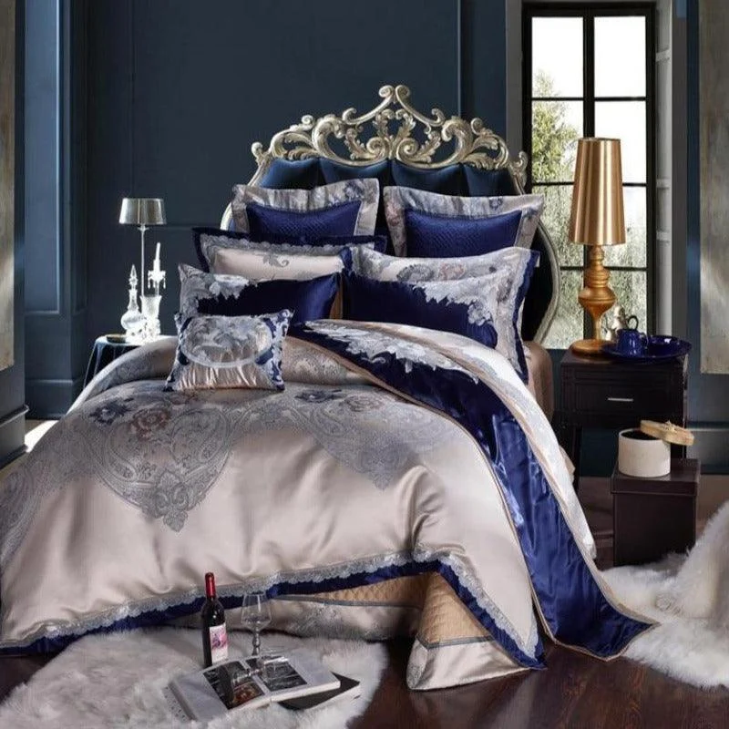 4 6 10pcs Silk Cotton Jacquard Bedding Set Us Queen King Size Duvet Cover Bedsheet Thick