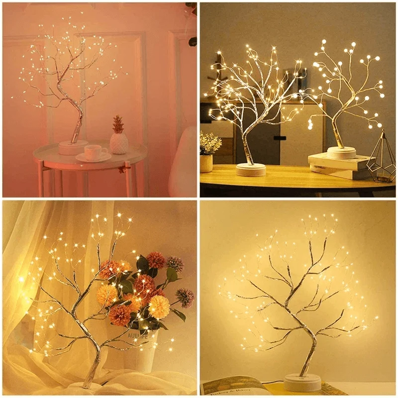 4 Main Led Night Light Mini Christmas Tree Copper Wire Garland Lamp For Kids Home Bedroom Decoration Decor Fairy Light Holiday Lighting 0662fcf4 5bc0 48fd 8de0 3725a912f0e9