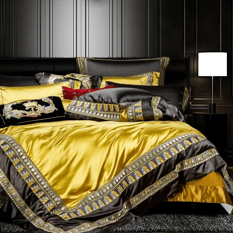 40-descript-chic-home-4610pcs-place-faux-silk-luxury-large-jacquard-with-embroidery-golden-bedding-set-duvet-cover-bedspread-bed-sheet-set 40 Descript Chic Home 4610pcs Place Faux Silk Luxury Large Jacquard With Embroidery Golden Bedding Set Duvet Cover Bedspread Bed Sheet Set