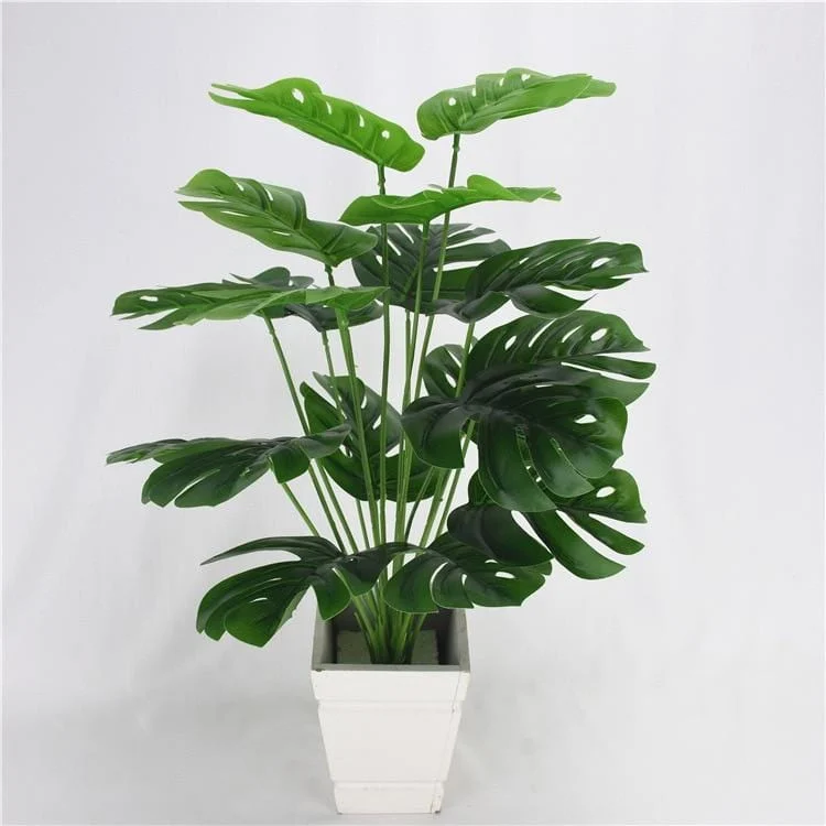 49cm 18heads Artificial Green Monstera Leaves Home Garden Living Room Bedroom Decoration Fake Plants