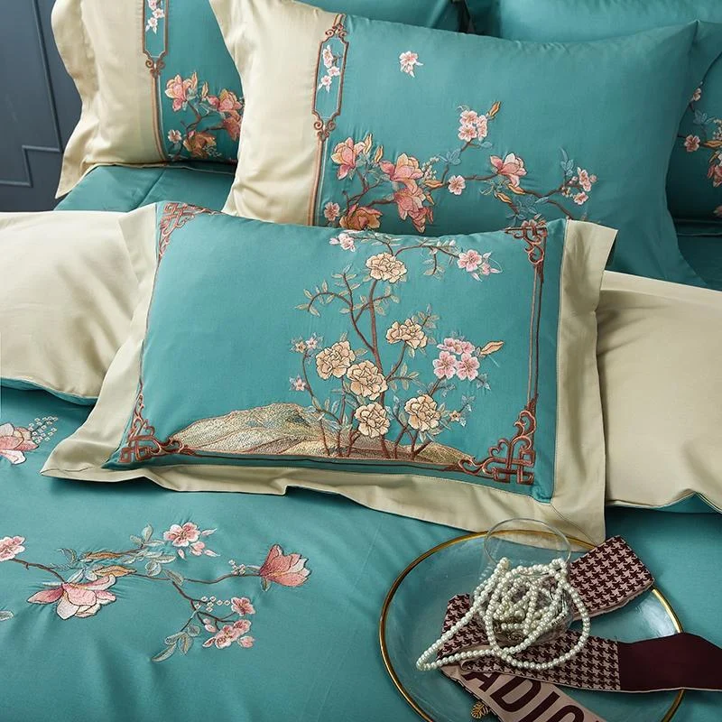 4pcs 600tc Egyptian Cotton Luxury Soft Bedding Set Chic Patchwork Flowers Embroidery Duvet Cover Flat Bed 47f93970 Adbd 48bb A324 C6035b143557