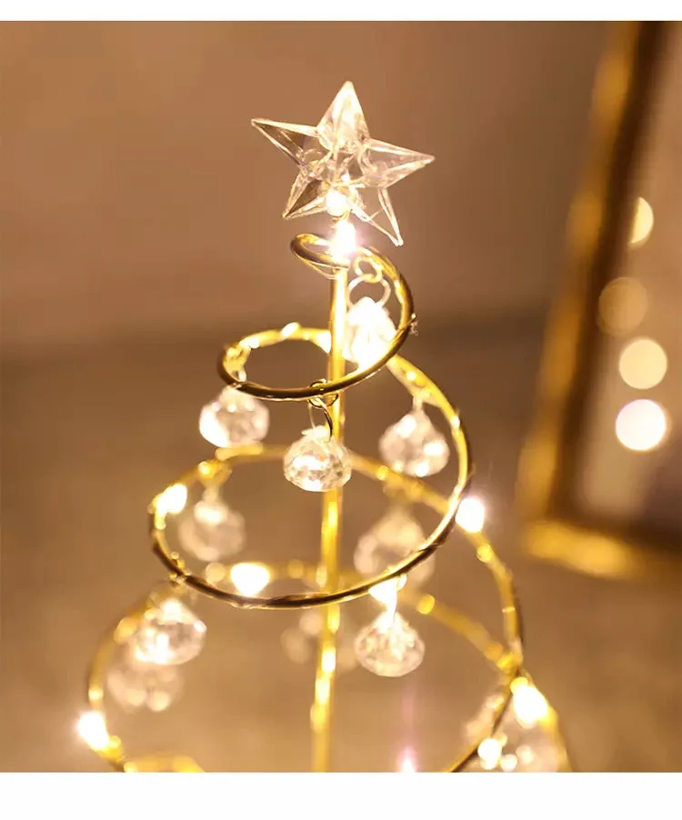 Gold Silver LED String Christmas Tree Table Lamp