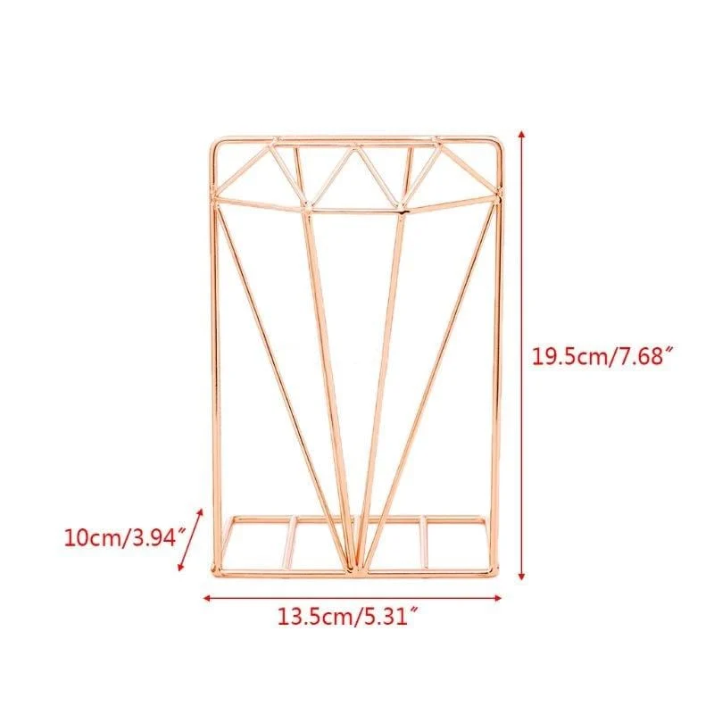 5_1-Pc-Book-Support-Stand-Creative-Diamond-Shaped-Metal-Bookends-Desk-Organizer-Storage-Shelf 5 1 Pc Book Support Stand Creative Diamond Shaped Metal Bookends Desk Organizer Storage Shelf