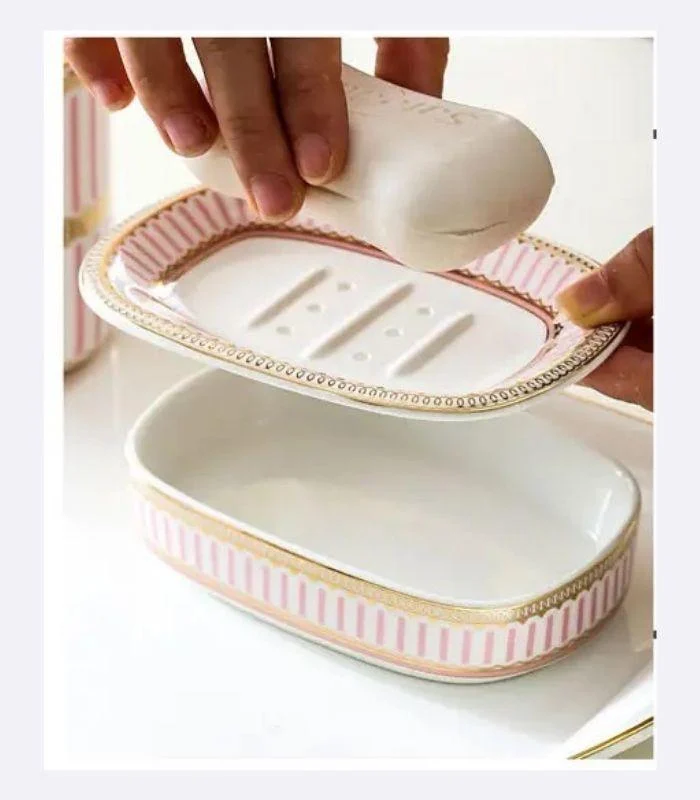 5_Pcs_Set_Bathroom_AssesoriesCeramic_Pink_White_-_-_tag1_-4118777 5 Pcs Set Bathroom AssesoriesCeramic Pink & White - - #tag1#