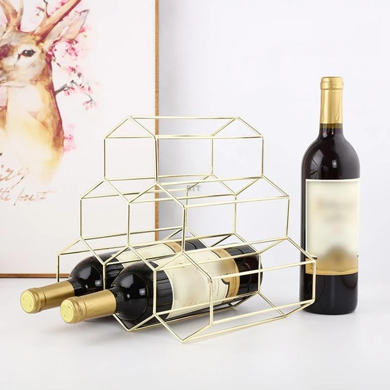 6 Bottle Wine Rack Metal Freestanding Kitchen Storage Stand Wine Cabinet Grape Wine Shelf Display Bar
