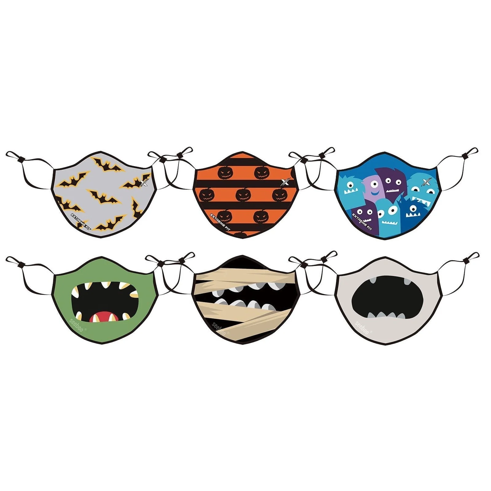 6-Pack_Two-Layer_Reusable_Halloween_Kids_Face_Mask_With_Adjustable_Earloop_-_-_tag1_-4124566 6-Pack: Two-Layer Reusable Halloween Kids Face Mask With Adjustable Earloop - - #tag1#