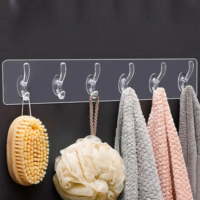 6 Hooks Multifunctional Self Adhesive Hooks No Drill Wall Transparent Hanger - - #tag1#