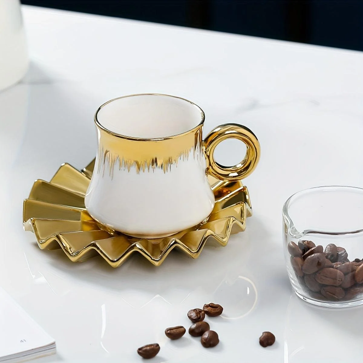 6_Sets_Coffee_Cups_And_Saucers_With_Golden_Trim_And_Gift_Box_Vintage_Tea_Cups_Set_-_-_tag1_-4124403 6 Sets, Coffee Cups And Saucers With Golden Trim And Gift Box, Vintage Tea Cups Set - - #tag1#