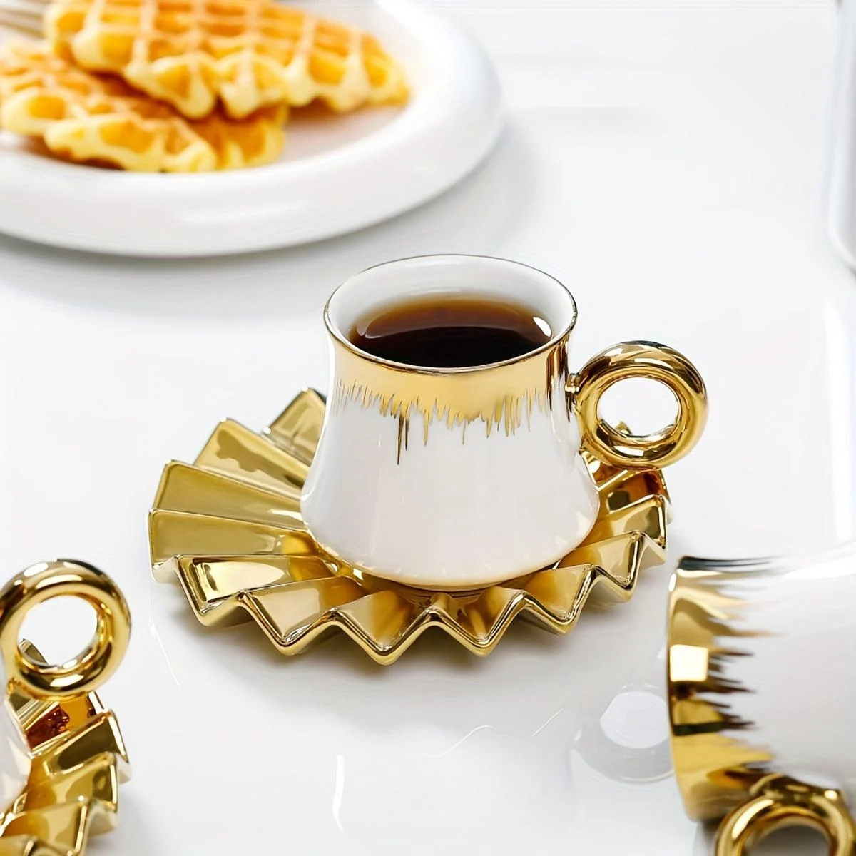 6_Sets_Coffee_Cups_And_Saucers_With_Golden_Trim_And_Gift_Box_Vintage_Tea_Cups_Set_-_-_tag1_-4124421 6 Sets, Coffee Cups And Saucers With Golden Trim And Gift Box, Vintage Tea Cups Set - - #tag1#
