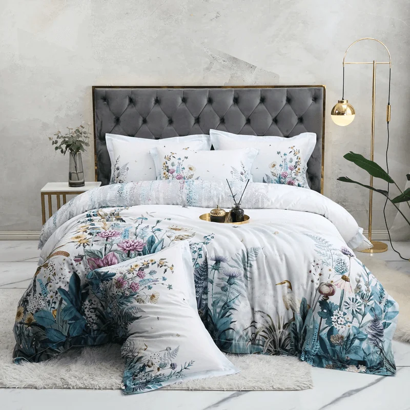 91-descript-100-egyptian-cotton-us-size-bedding-queen-king-size-4pcs-birds-and-flowers-leaf-gray-shabby-duvet-cover-bed-sheet-pillow-shams 91 Descript 100 Egyptian Cotton Us Size Bedding Queen King Size 4pcs Birds And Flowers Leaf Gray Shabby Duvet Cover Bed Sheet Pillow Shams