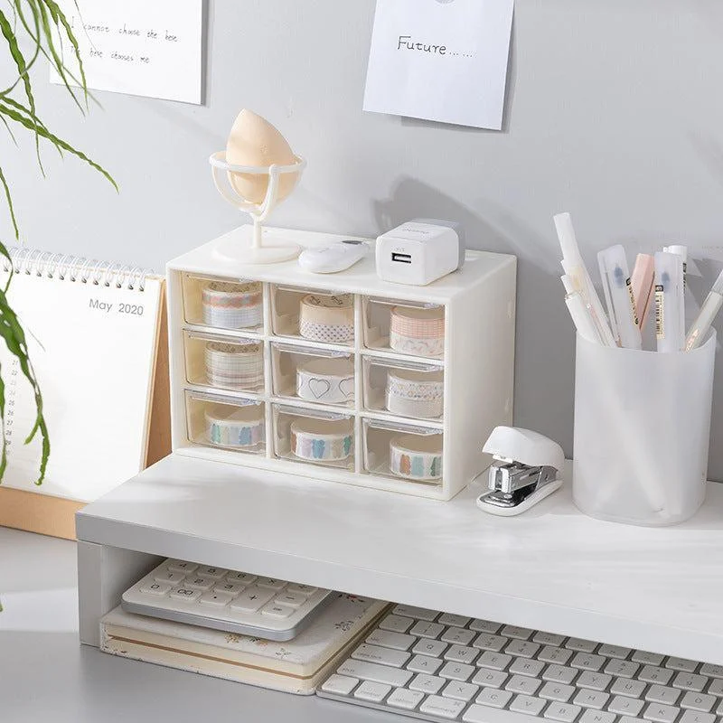 9 Grid Dust-proof Desk Storage Drawer - - #tag1#