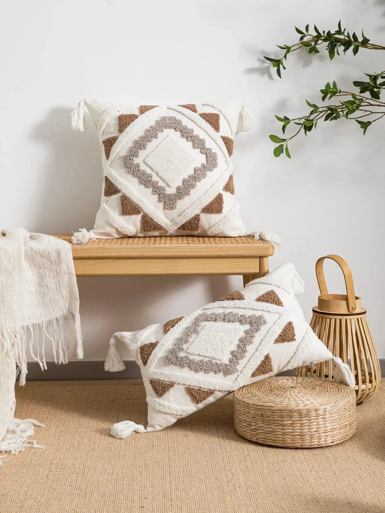 A-multi-color-geometric-combination-pillow-cover-with-bohemian-style-loop-velvet-technology-for-living-room A Multi Color Geometric Combination Pillow Cover With Bohemian Style Loop Velvet Technology For Living Room