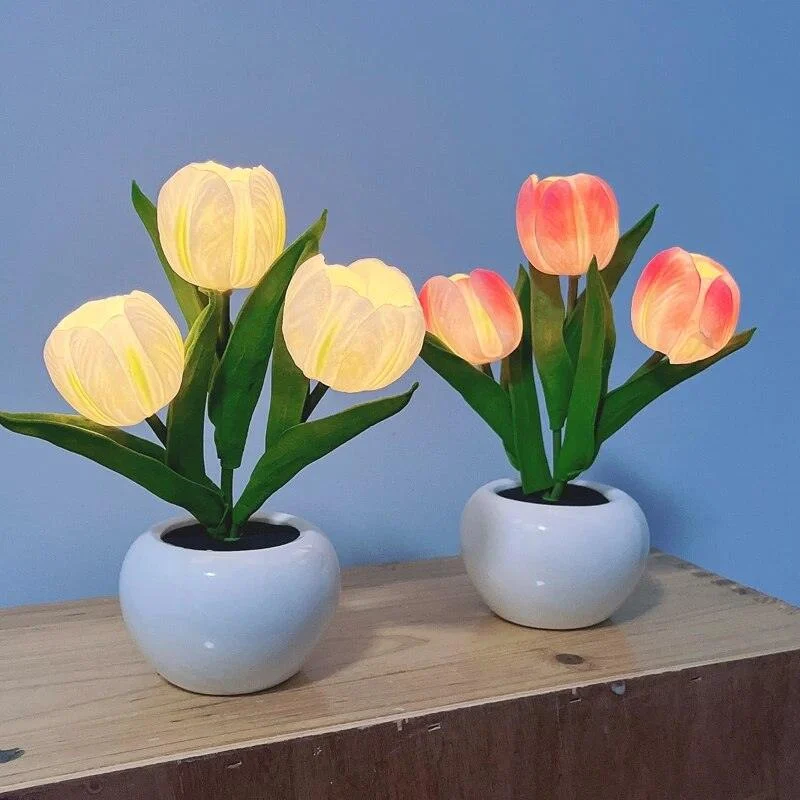 AAquLED-Tulip-Night-Light-Simulation-Flowers-Table-Lamp-Romantic-Atmosphere-Desk-Lamp-Portable-Reading-Light-For Vintage Aesthetic Tulip Table Lamp - ISTANBULLU LTD