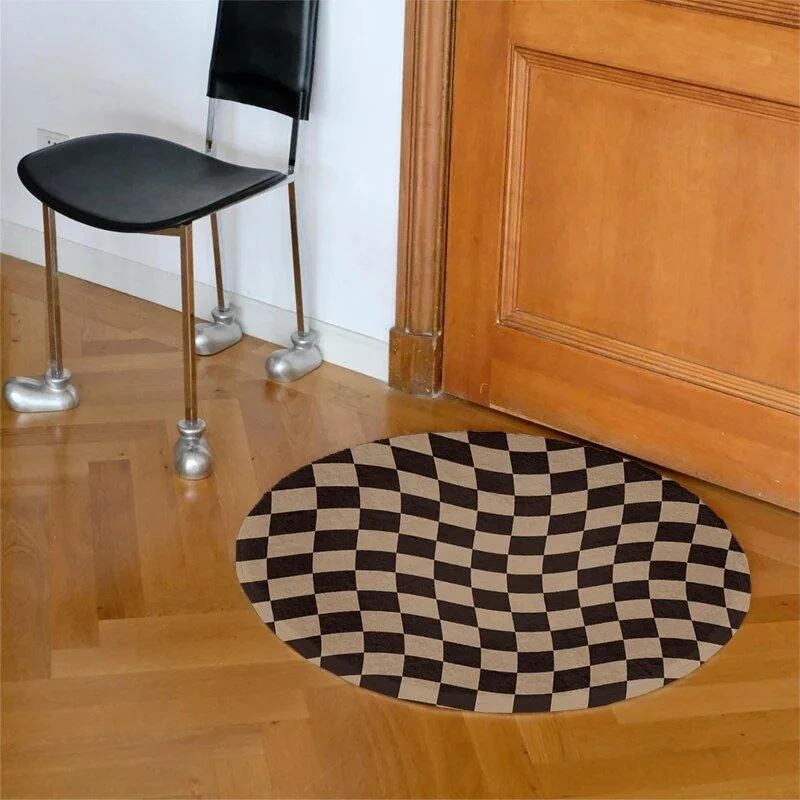 Abstract_Chequerboard_Design_Circular_Rug_-_-_tag1_-4126033 Abstract Chequerboard Design Circular Rug - - #tag1#