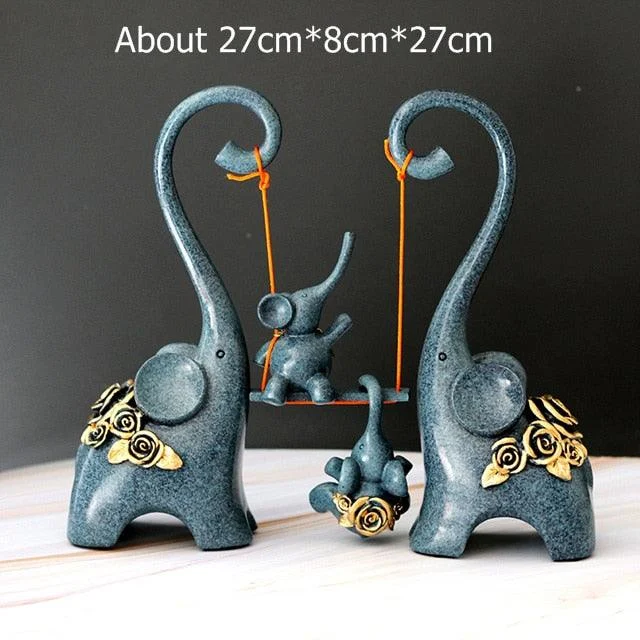 Abstract Elephant Family Figurines -