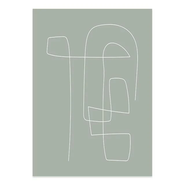 Abstract Green Line Art Canvas -