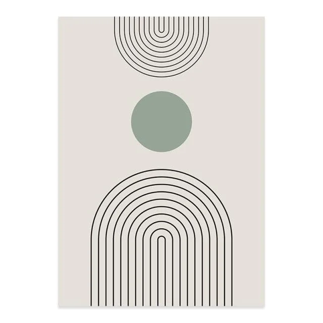 Abstract Green Line Art Canvas -