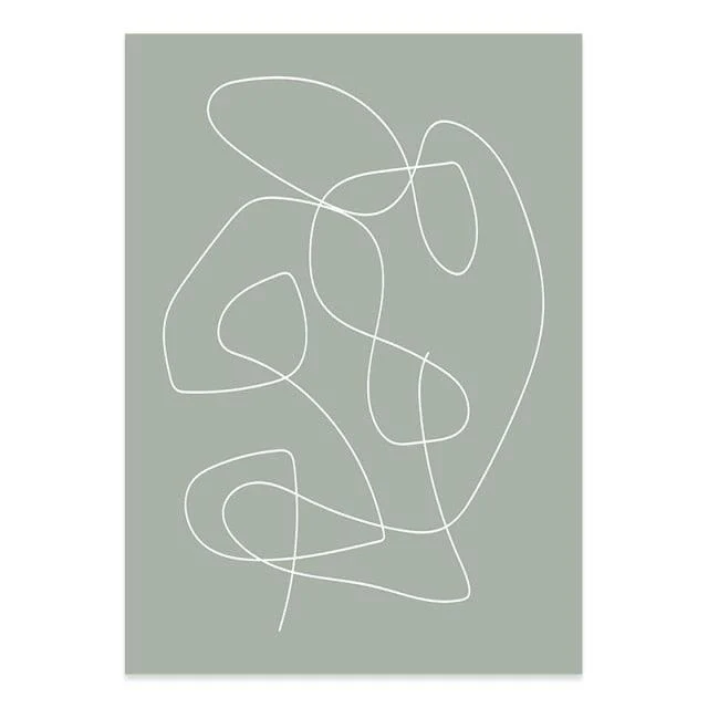 Abstract Green Line Art Canvas -