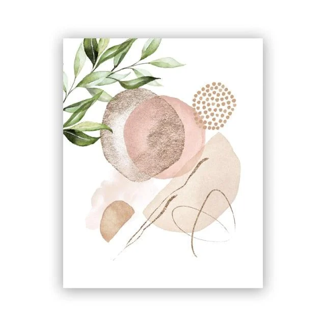 Abstract Pink and Gold Canvas Wall Art -