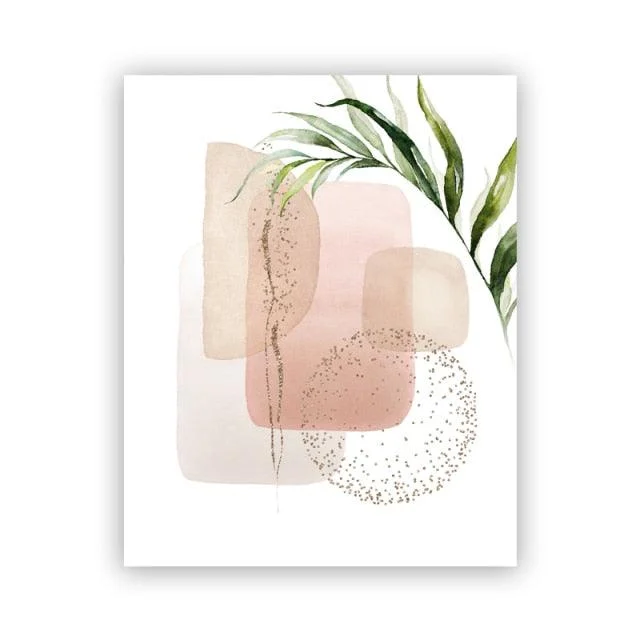Abstract Pink and Gold Canvas Wall Art -
