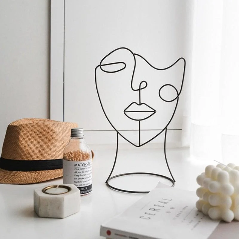 Abstract Wire Face Sculpture -