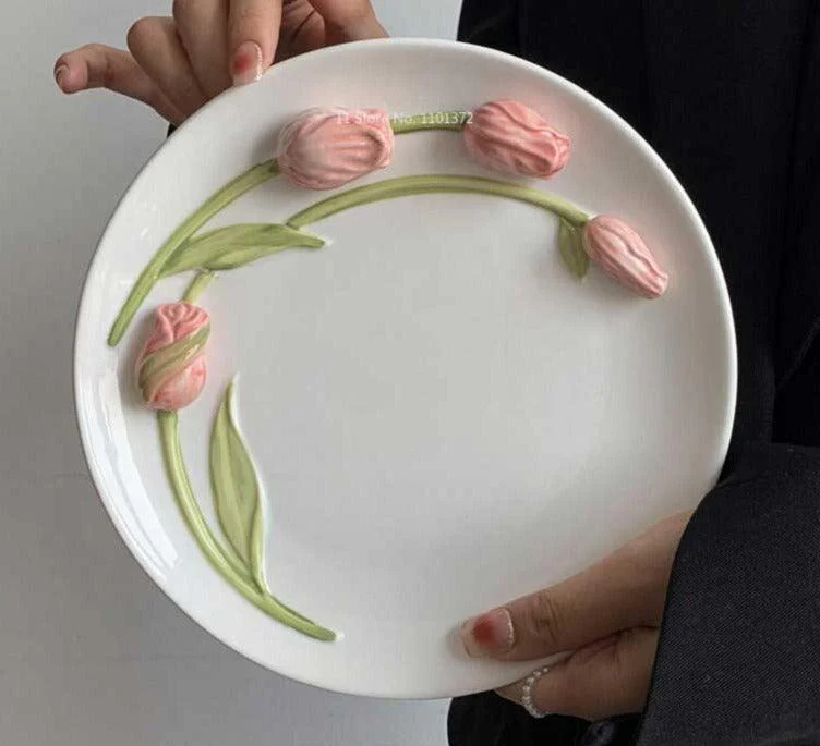 Aesthetic_Ceramic_Embossed_Tulip_Mug_Plates_-_-4120290 Aesthetic Ceramic Embossed Tulip Mug Plates -