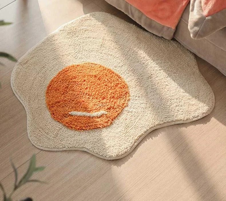 Aesthetic Funny Fluffy Fried Egg Rug -