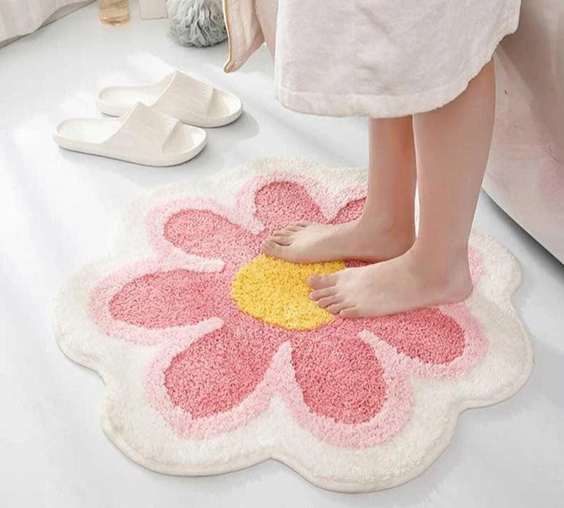 Aesthetic Green Flower Shaped Rugs -