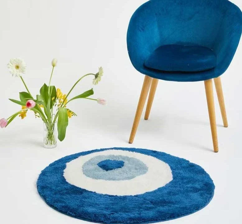 Aesthetic Tufted Fluffy Evil Eye Rug -