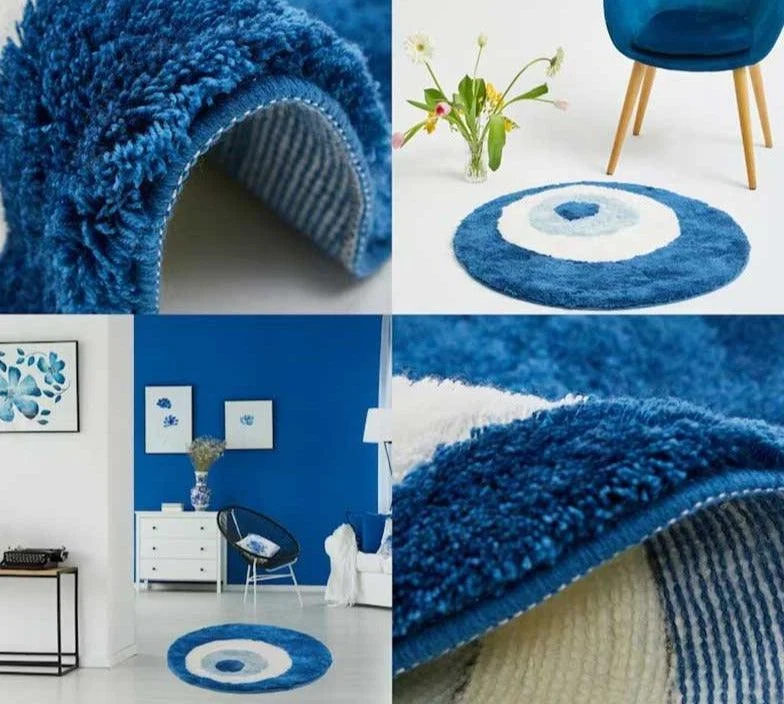 Aesthetic Tufted Fluffy Evil Eye Rug -