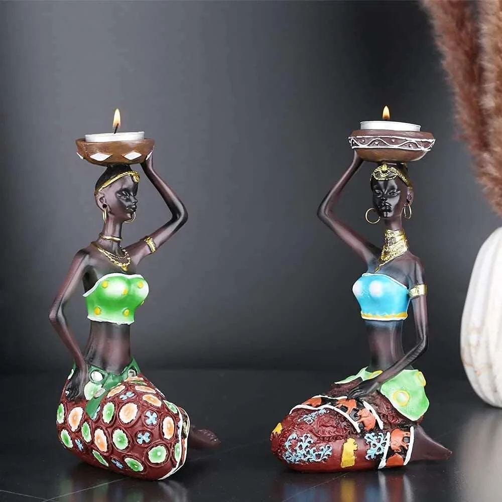 African_Women_Candle_Holder_Sculpture_-_-4122023 African Women Candle Holder Sculpture -