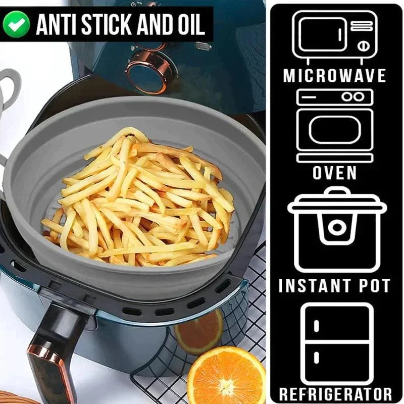 Air Fryer Silicone Grill Pan Reusable Baking Tray -  - #tag1#