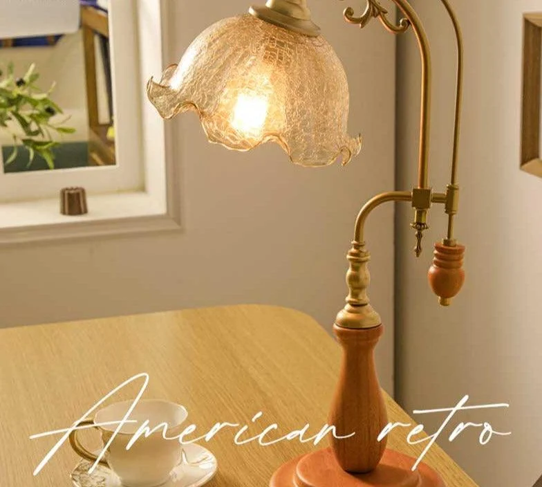 American_Retro_Amber_Glass_Vintage_Flower_Lamp_-_-4123692 American Retro Amber Glass Vintage Flower Lamp -