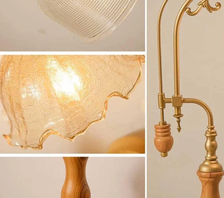 American_Retro_Amber_Glass_Vintage_Flower_Lamp_-_-4123708 American Retro Amber Glass Vintage Flower Lamp -