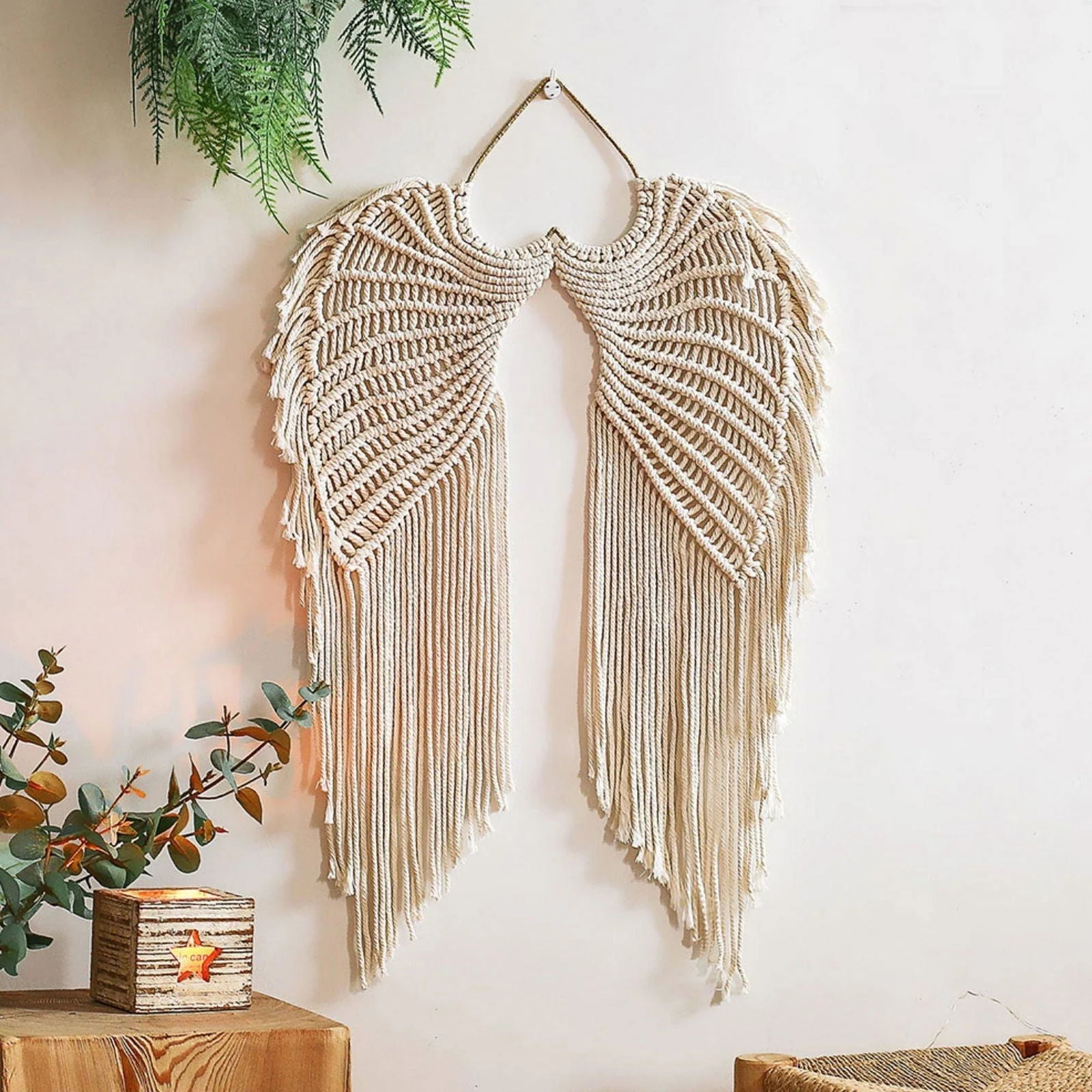Angel Wings Macrame Hanging Wall Decor - - #tag1#