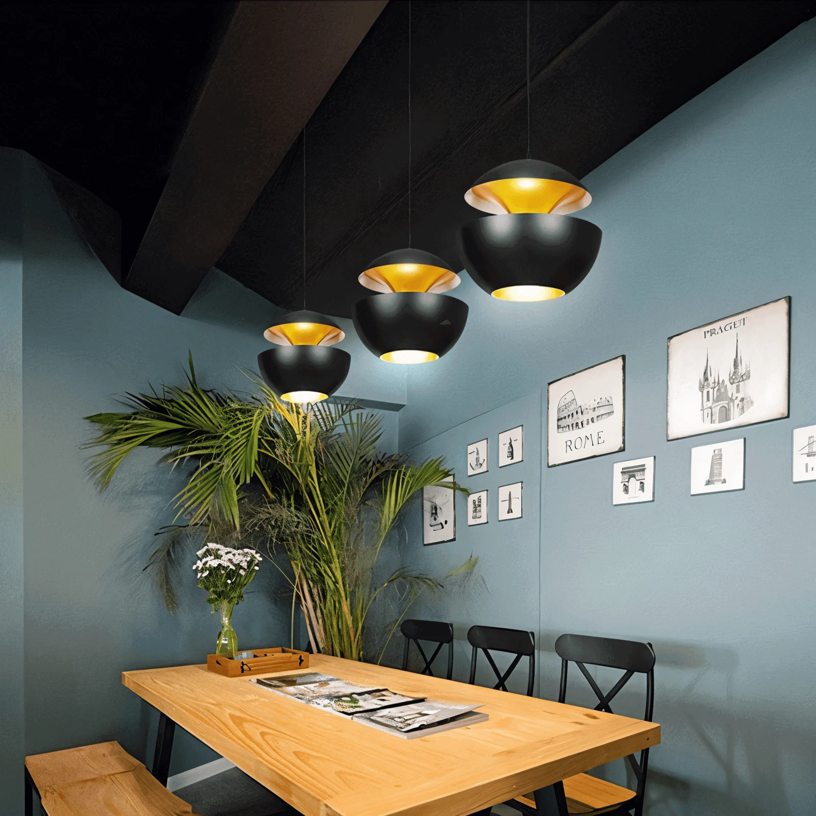 Apple Hanging Lamp - Black White Sun Pendant Light - Artistic E27 Hanging Light - - #tag1#