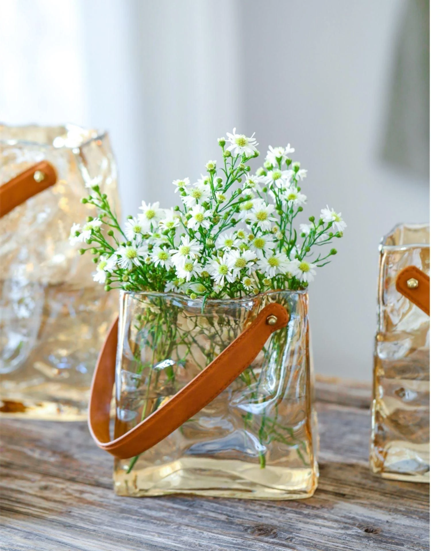 Aqua Elegance Handbag Glass Vase - - #tag1#