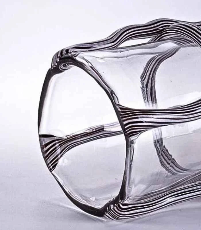 Artisan Hand Blown Glass Vases - Sculptural Elegance Black and White -  - #tag1#
