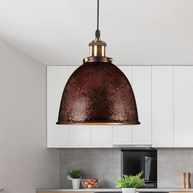 Atmospheric_Dome_Pendant_Lamp_1_Light_Wrought_Iron_Light_Fixture_with_Cord_in_Black-Rust_-_-_tag1_-4141886 Atmospheric Dome Pendant Lamp 1 Light Wrought Iron Light Fixture with Cord in Black/Rust - - #tag1#