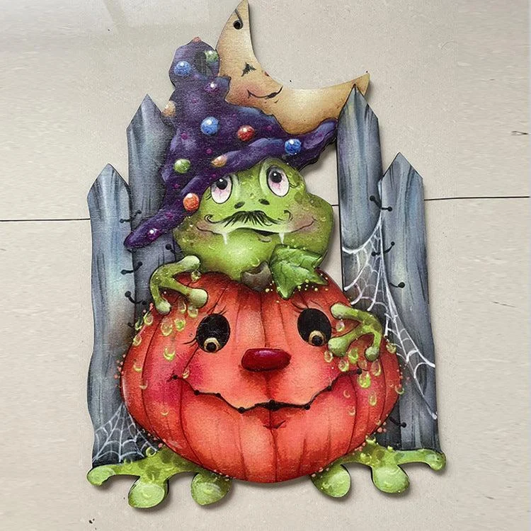 BOO Halloween Decoration Wooden Pumpkin - - #tag1#