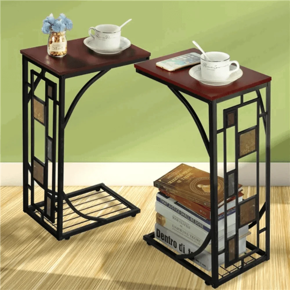BOUSSAC_C-shaped_Wood_End_Table_Set_of_2_Brown-Black_Table_Side_table_Basse_De_Salon_Side_Table_-_-_tag1_-4163070 BOUSSAC C-shaped Wood End Table, Set of 2, Brown/Black, Table Side,table Basse De Salon, Side Table - - #tag1#