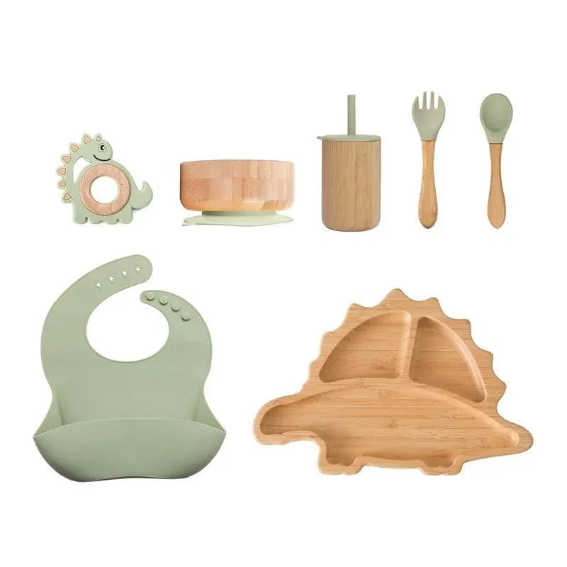 Bamboo_Dinosaur_Dinner_Set_7pcs_BPA-Free_Suction_Bowls_for_Children_-_-4133907 Bamboo Dinosaur Dinner Set: 7pcs, BPA-Free, Suction Bowls for Children -