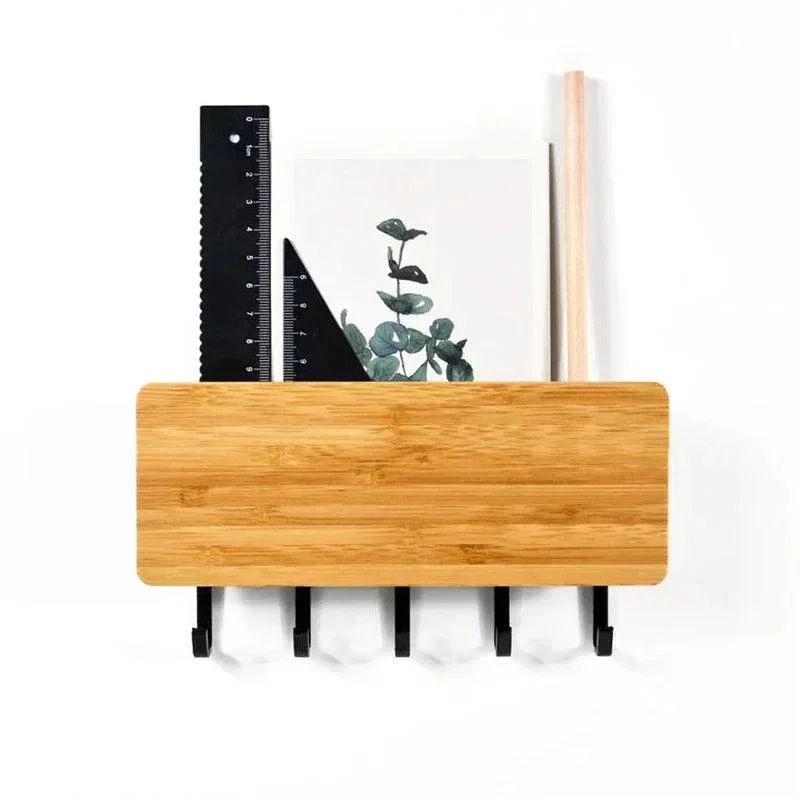 Bamboo Key Holder - Stylish Organizer - Black/White/Bamboo -  - #tag1#