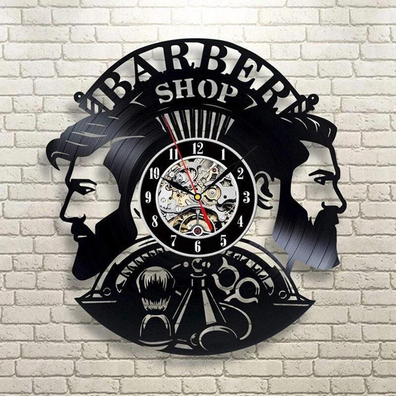 BarberTime - Stylish vinyl wall clock for barbershops - - #tag1#