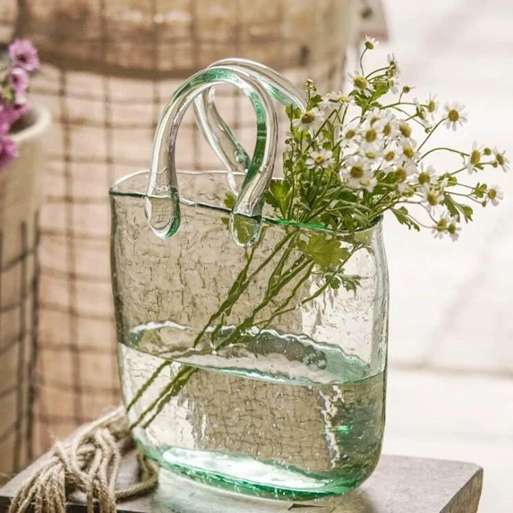 Basket-Bag Cottagecore Glass Vase - - #tag1#