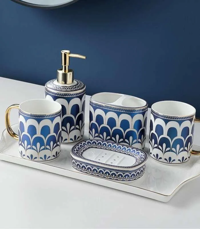 Bathroom_Accessories_Mouthwash_Mug_Blue_White_Ceramic_-_-_tag1_-4146022 Bathroom Accessories Mouthwash Mug Blue & White Ceramic - - #tag1#