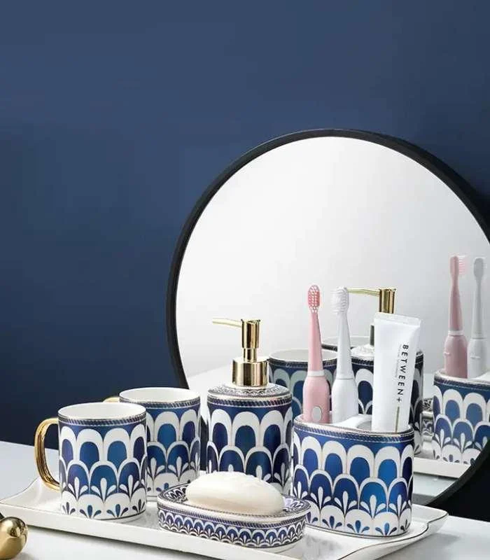 Bathroom_Accessories_Mouthwash_Mug_Blue_White_Ceramic_-_-_tag1_-4146034 Bathroom Accessories Mouthwash Mug Blue & White Ceramic - - #tag1#