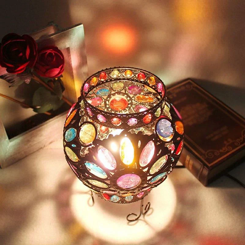 Beadlight - Bedside table with acrylic beads in bronze for atmospheric lighting -  - #tag1#