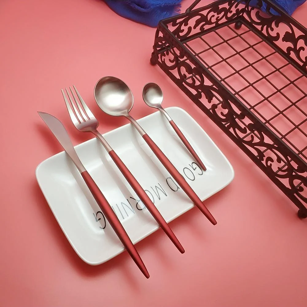 Best-Hot-Sale-4-Pcs-set-Red-silver-color-Dinnerware-Set-304-Stainless-Steel-Western-Cutlery Best Hot Sale 4 Pcs Set Red Silver Color Dinnerware Set 304 Stainless Steel Western Cutlery
