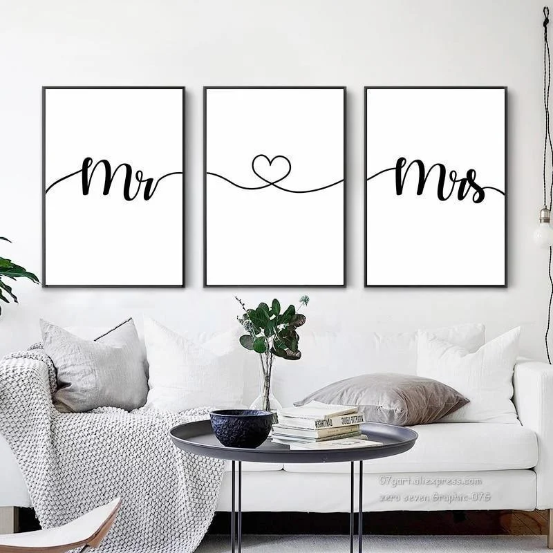 Black And White Love Phrase Mr Mrs Canvas Painting Posters And Prints Living Room Bedroom Wall Ab244dd5 3c56 41d4 95ea 91b1f1821b6f